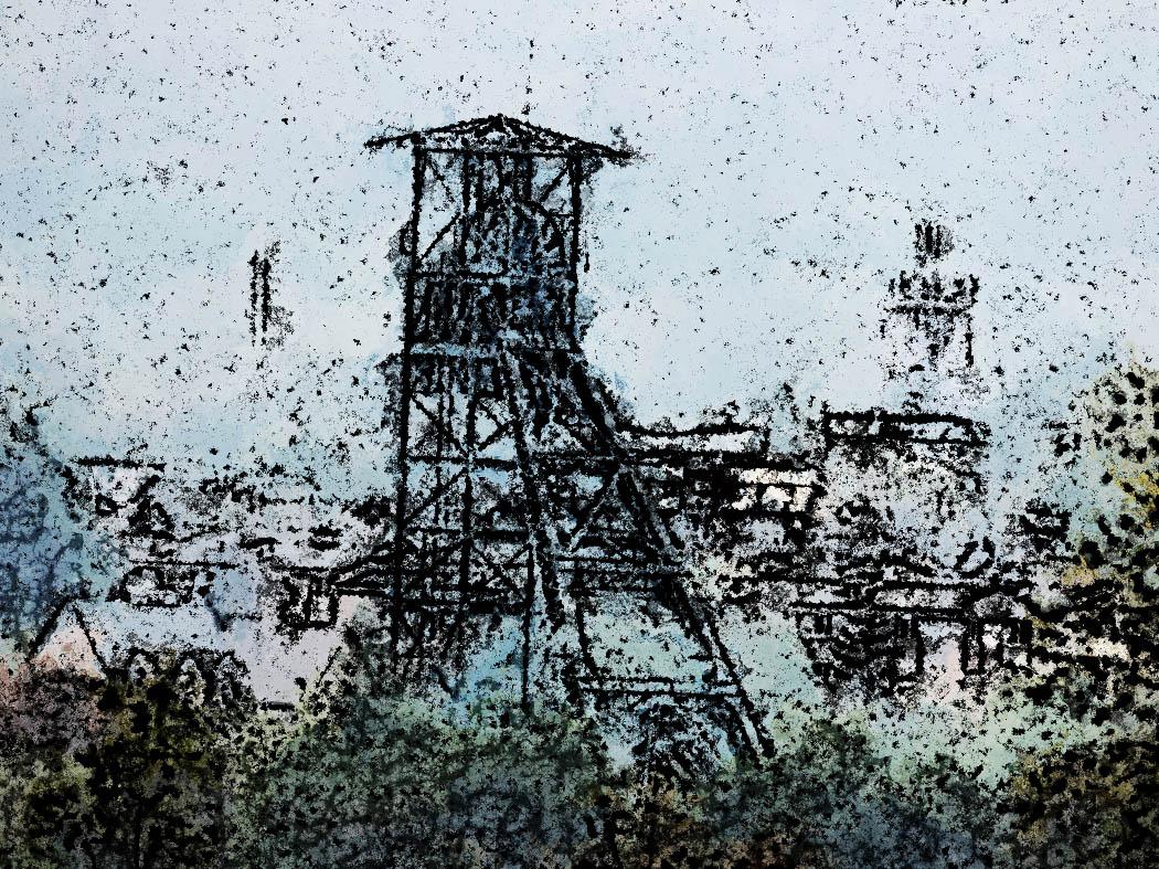 Tour d'extraction du puits n°19 et chevalement du puits n°11 - Fosse Pierre Destombes à Loos-en-Gohelle