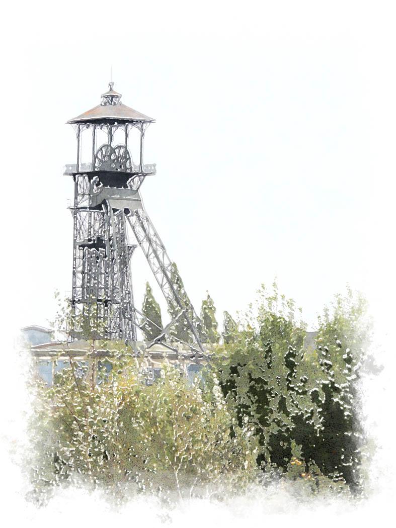 Aquarelle d'une tour minière