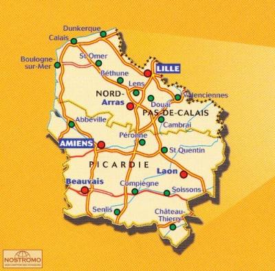 Carte du Nord Pas-de-Calais Picardie
