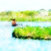 L'homme qui est assis sur l'eau